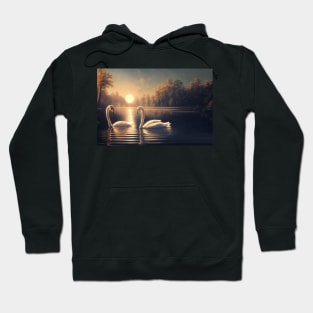 Two swans swim peacefully, Protect the environment design Hoodie